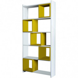 Librería Box blanco amarillo Practica Hogar