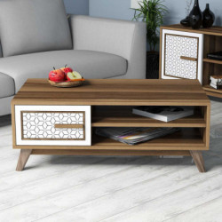 Mesa de centro Ayla blanco nogal Practica Hogar