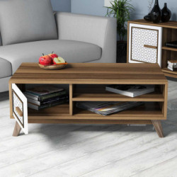 Mesa de centro Ayla blanco nogal Practica Hogar