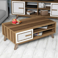 Mesa de centro Ayla blanco nogal Practica Hogar