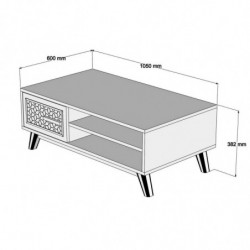 Mesa de centro Ayla blanco nogal Practica Hogar