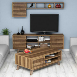 Conjunto de muebles de salón Ayla nogal Practica Hogar