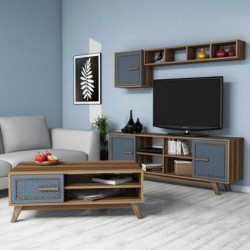 Conjunto de muebles de salón Ayla azul nogal Practica Hogar