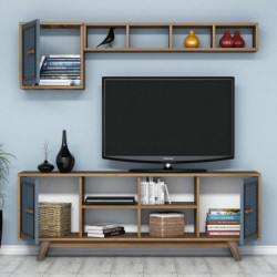 Conjunto de muebles de salón Ayla azul nogal Practica Hogar