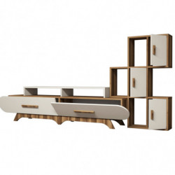 Mueble TV con estante Flora S crema nogal Practica Hogar