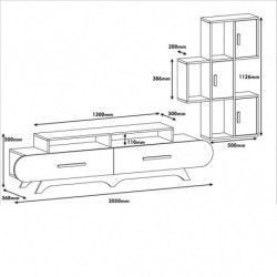 Mueble TV con estante Flora S crema nogal Practica Hogar