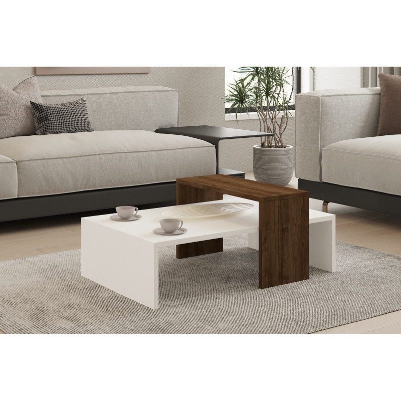 Mesa de centro Glow blanco nogal Practica Hogar Mesa de centro Glow blanco nogal Practica Hogar