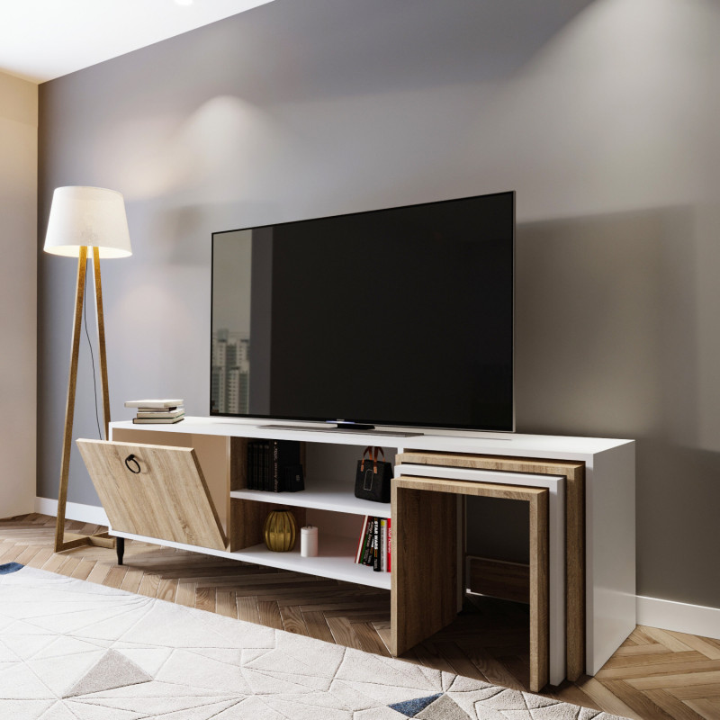 Mueble TV Zigon Sehpalı L502 blanco Practica Hogar Mueble TV Zigon Sehpalı L502 blanco Practica Hogar