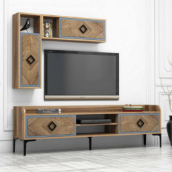 Mueble TV con estante Samba azul nogal Practica Hogar