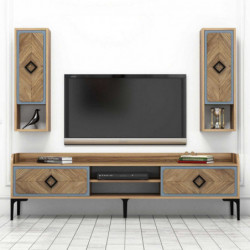 Mueble TV con estante Samba azul nogal Practica Hogar
