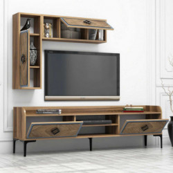 Mueble TV con estante Samba azul nogal Practica Hogar