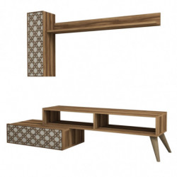 Mueble TV con estante Planet crema nogal Practica Hogar