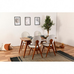 Set mesa y sillas (5 piezas) Touch crema nogal Practica Hogar