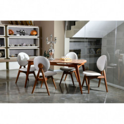 Set mesa y sillas (5 piezas) Touch crema nogal Practica Hogar