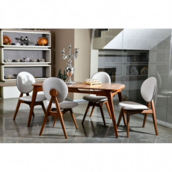 Set mesa y sillas (5 piezas) Touch crema nogal Practica Hogar