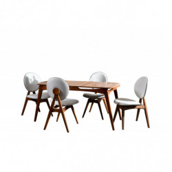 Set mesa y sillas (5 piezas) Touch crema nogal Practica Hogar