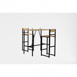 Set mesa y sillas (3 piezas) Tibet roble negro Practica Hogar