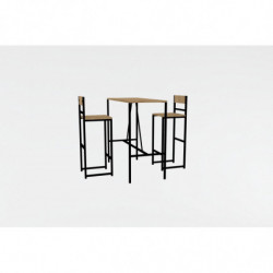 Set mesa y sillas (3 piezas) Tibet roble negro Practica Hogar