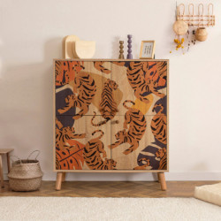 Mueble auxiliar Multilüx Tigris sonomo naranja rojo burdeos Practica Hogar