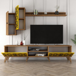 Mueble TV con estante Class S amarillo nogal Practica Hogar