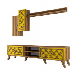 Mueble TV con estante Class S amarillo nogal Practica Hogar