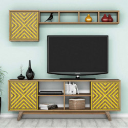 Mueble TV con estante İnci amarillo nogal Practica Hogar