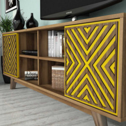 Mueble TV con estante İnci amarillo nogal Practica Hogar