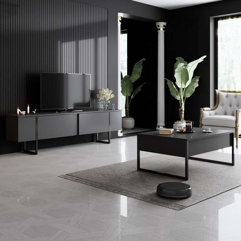 Conjunto de muebles de salón Luxe Set antracita negro Practica Hogar Conjunto de muebles de salón Luxe Set antracita negro Practica Hogar