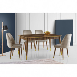 Mesa de comedor extensible Flora-1112 dorado nogal Practica Hogar