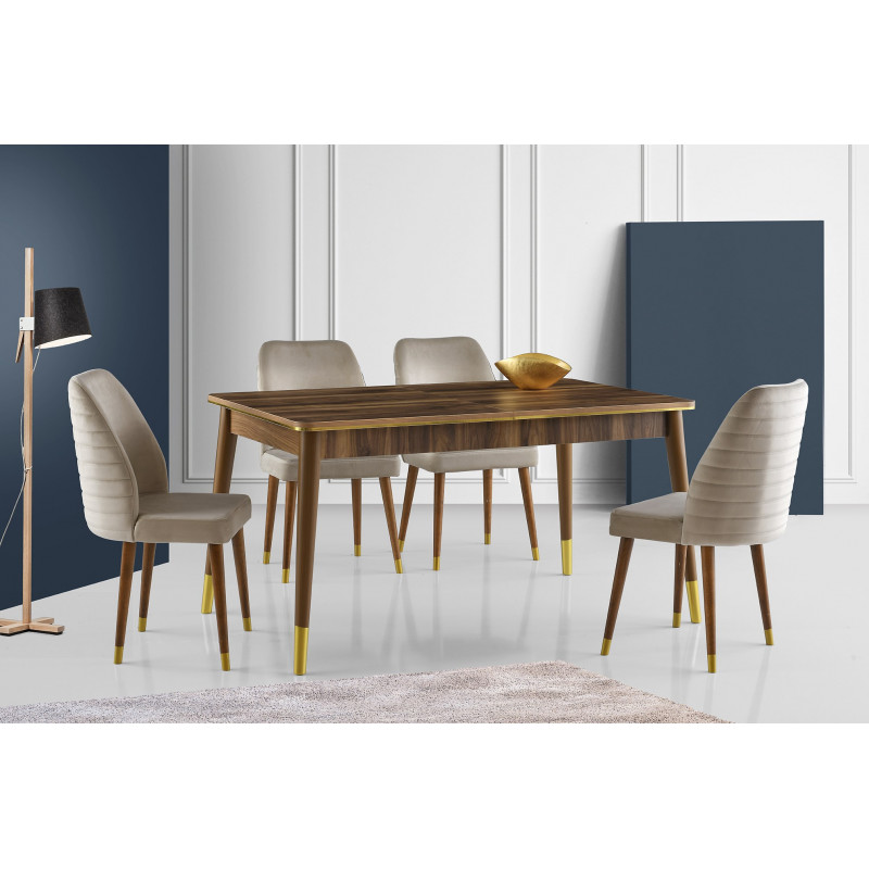 Mesa de comedor extensible Flora-1112 dorado nogal Practica Hogar Mesa de comedor extensible Flora-1112 dorado nogal Practica Hogar