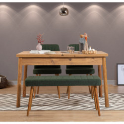 Set mesa comedor extensible y sillas (4 piezas) Santiago pino atlántico verde Practica Hogar