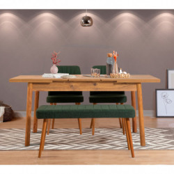 Set mesa comedor extensible y sillas (4 piezas) Santiago pino atlántico verde Practica Hogar