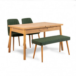 Set mesa comedor extensible y sillas (4 piezas) Santiago pino atlántico verde Practica Hogar