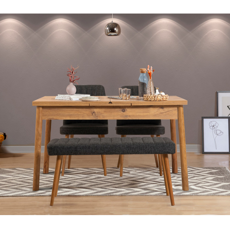 Set mesa comedor extensible y sillas (4 piezas) Santiago Atlantice pino atlántico antracita Practica Hogar Set mesa comedor extensible y sillas (4 piezas) Santiago Atlantice pino atlántico antracita Practica Hogar