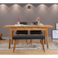 Set mesa comedor extensible y sillas (4 piezas) Santiago Atlantice pino atlántico antracita Practica Hogar