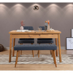 Set mesa comedor extensible y sillas (4 piezas) Santiago Atlantice pino atlántico azul marino Practica Hogar