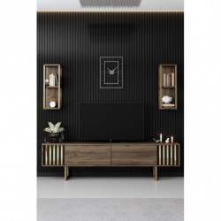 Mueble TV con estante Line negro nogal Practica Hogar