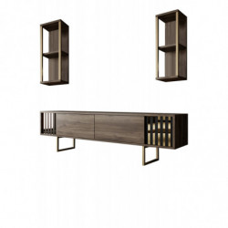 Mueble TV con estante Line negro nogal Practica Hogar