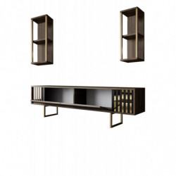 Mueble TV con estante Line negro nogal Practica Hogar