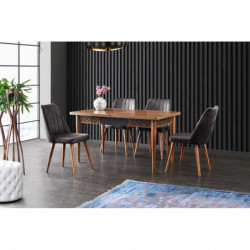 Mesa de comedor extensible Mira-1221 antracita nogal Practica Hogar