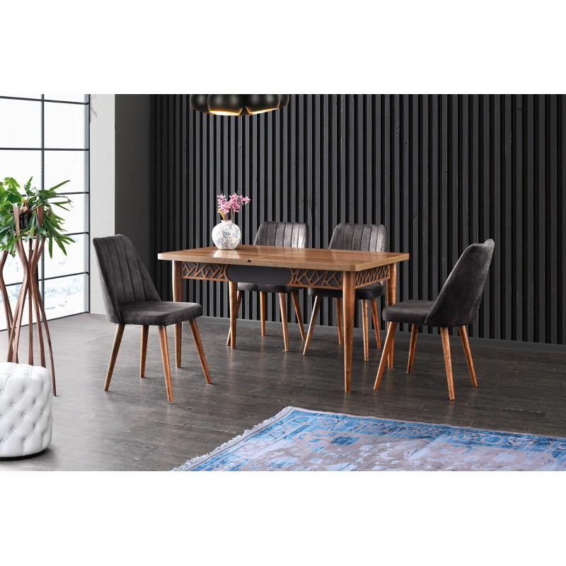 Mesa de comedor extensible Mira-1221 antracita nogal Practica Hogar Mesa de comedor extensible Mira-1221 antracita nogal Practica Hogar