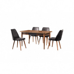 Mesa de comedor extensible Mira-1221 antracita nogal Practica Hogar