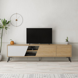 Mueble TV Fiona roble blanco Practica Hogar