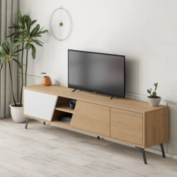 Mueble TV Fiona roble blanco Practica Hogar