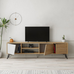 Mueble TV Fiona roble blanco Practica Hogar