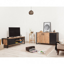 Conjunto de muebles de salón Cosmo -TKM.6 pino atlántico negro Practica Hogar