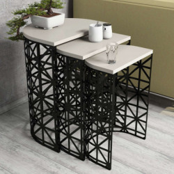 Set mesas de café (3 piezas) Stil Metal Ferforje negro crema Practica Hogar