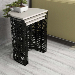 Set mesas de café (3 piezas) Stil Metal Ferforje negro crema Practica Hogar