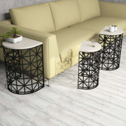 Set mesas de café (3 piezas) Stil Metal Ferforje negro crema Practica Hogar