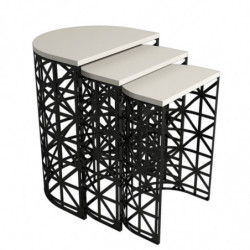 Set mesas de café (3 piezas) Stil Metal Ferforje negro crema Practica Hogar